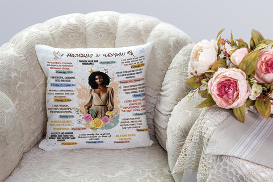 Proverbs 31 Woman Cushion — Strength. Grace. Faith.